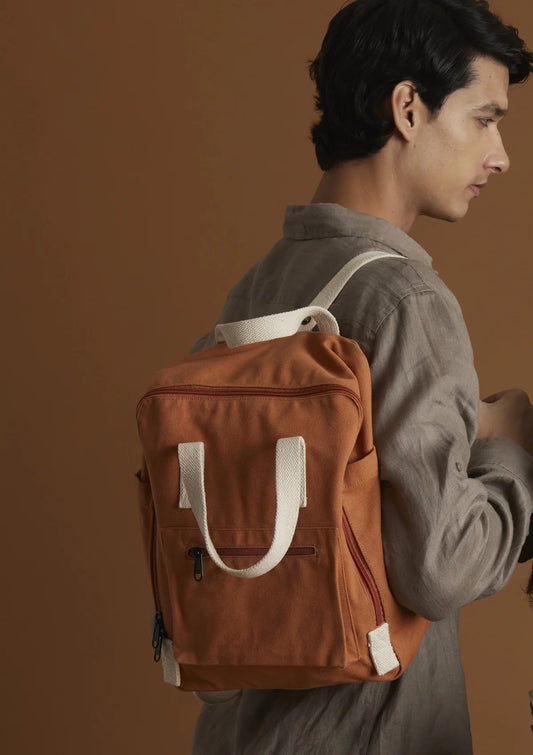 Eco-conscious square-shaped backpack, perfect for everyday use and travel